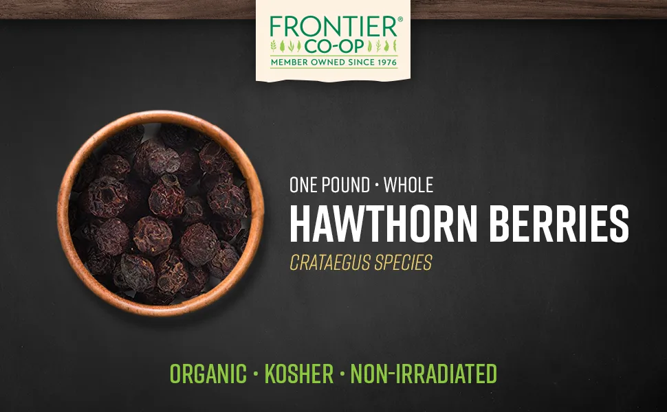 Frontier Natural Products Organic Whole Hawthorn Berries 16 oz (453 g) - Frontier Co-op Organic Hawthorn Berries