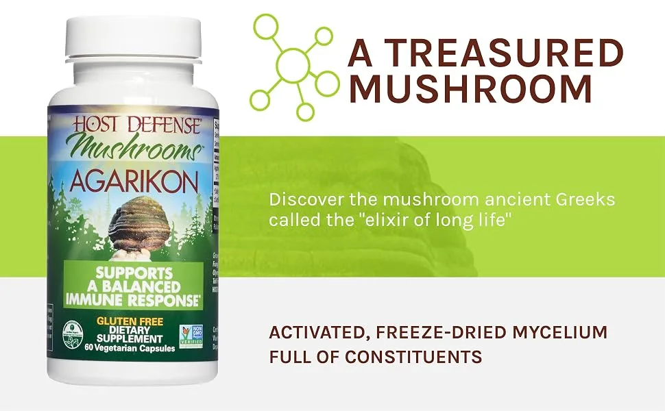 Fungi Perfecti Agarikon 60 Veggie Caps - A TREASURED MUSHROOM; Discover the mushroom ancient Greeks called the