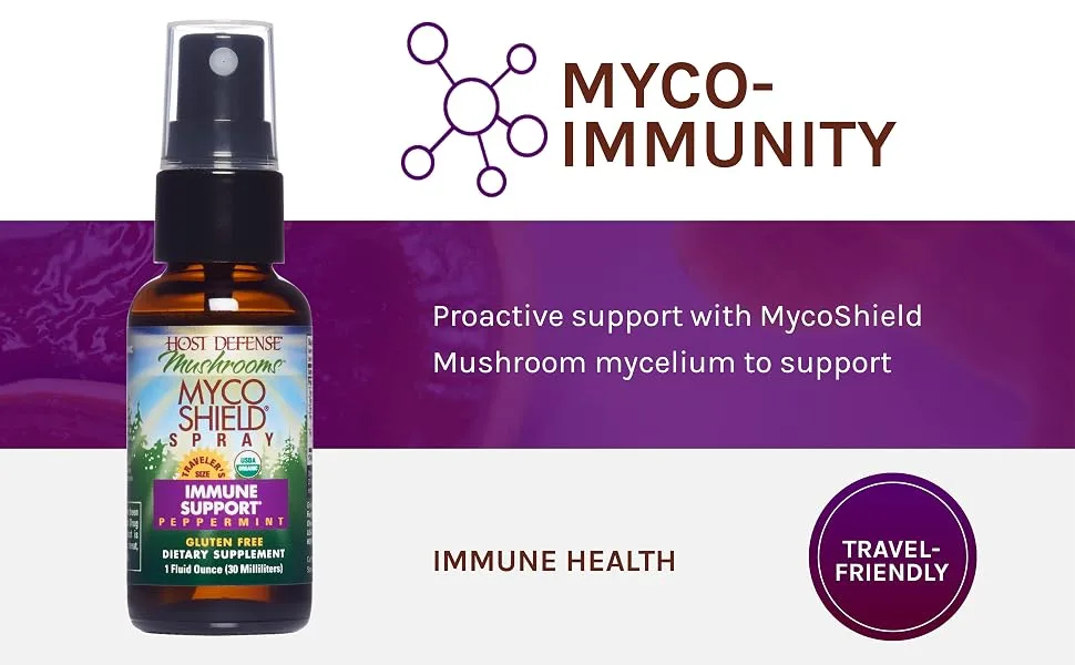 Fungi Perfecti Mushrooms  Myco Shield Spray Immune Support Peppermint 1 fl oz (30 ml) - Myco-Immunity; Proactive support with MycoShield; Mushroom mycelium to support