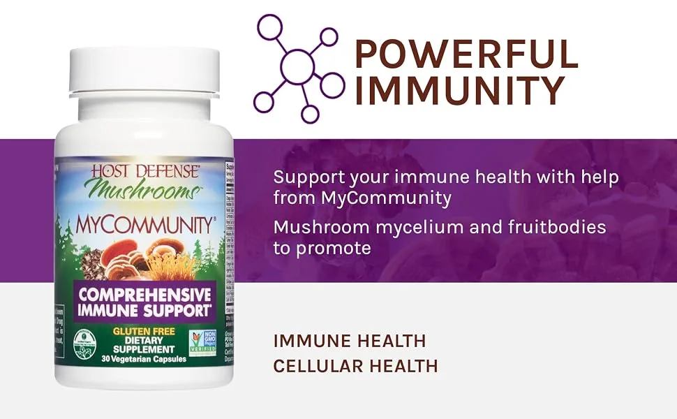 Fungi Perfecti Mushrooms MyCommunity Comprehensive Immune Support 30 Veggie Caps - Powerful immunity