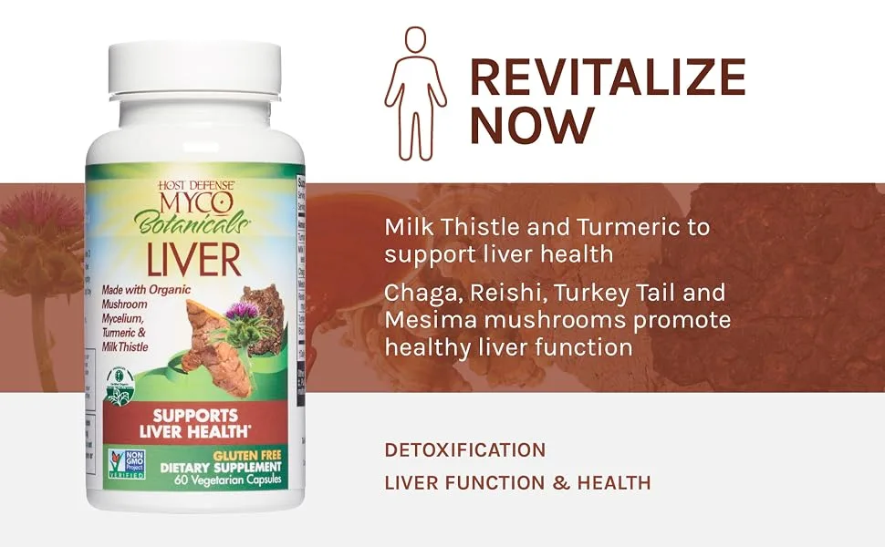 Fungi Perfecti Myco Botanicals Liver Helps Support Liver Health 60 Vegetarian Capsules - Revitalize now