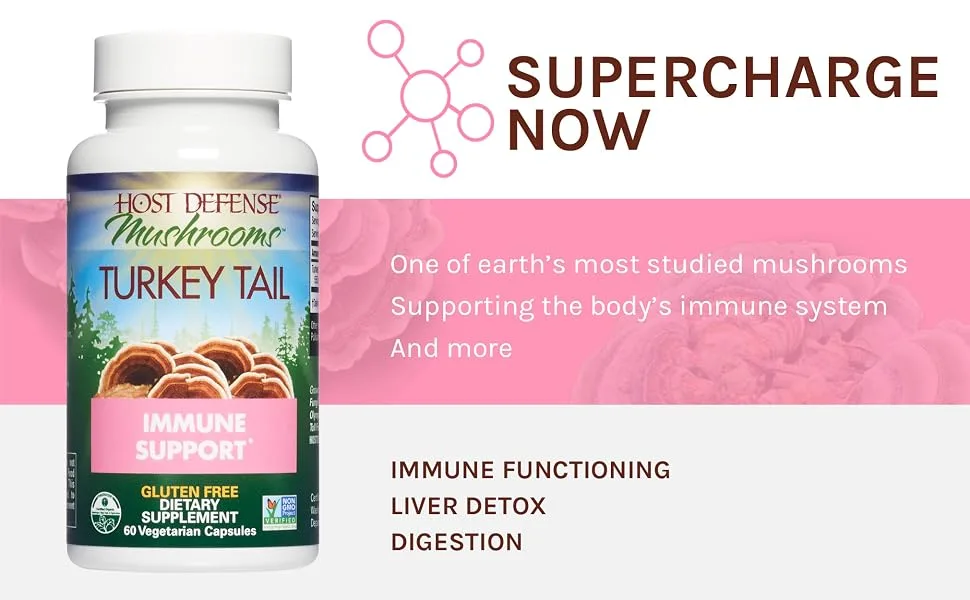 Fungi Perfecti Turkey Tail 60 Vegetarian Capsules - Supercharge now
