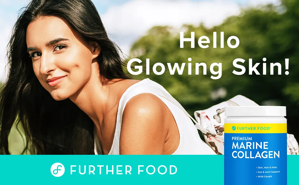 Further Food Premium Marine Collagen Peptides Unflavored 6.5 oz (185 g) - Hello Glowing Skin!