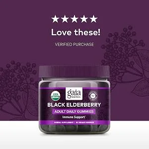 Gaia Herbs Black Elderberry Extra Strength Immune Support Gummies 80 Vegan Gummies - product information 6