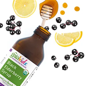 Gaia Herbs Black Elderberry Syrup 3 fl oz (89 ml) - GaiaKids Black Elderberry Syrup Bottle Image