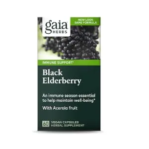 Gaia Herbs Black Elderberry with Acerola 120 Vegan Capsules - product information 2