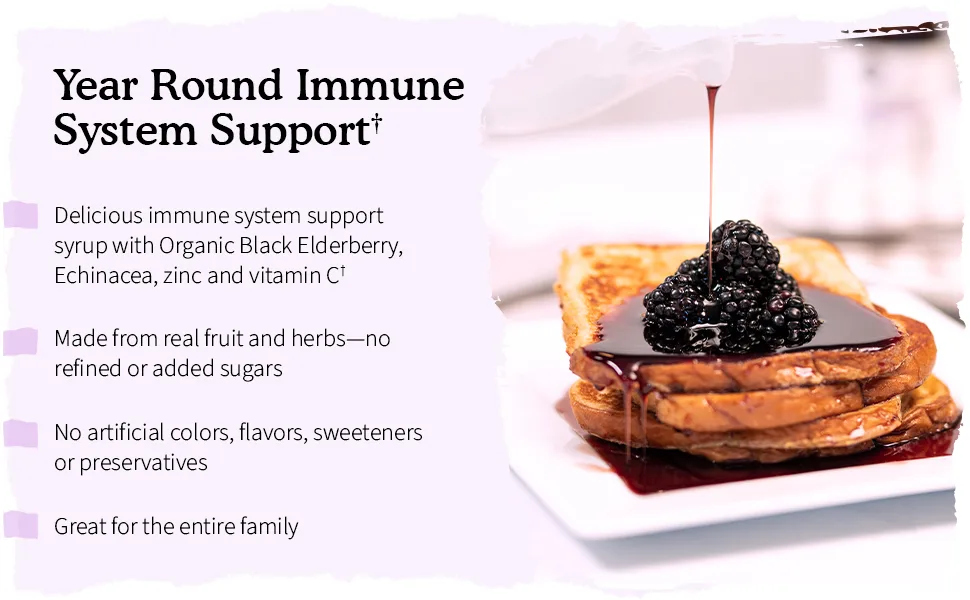 Garden of Life MyKind Organics Elderberry Immune Syrup 6.59 fl oz (195 ml) - year round immune support system elderberry syrup