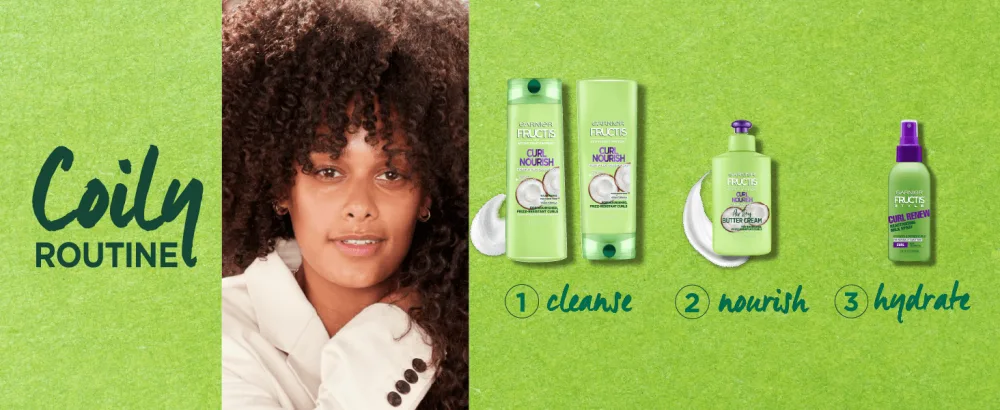 Garnier Fructis Style Curl Renew Reactivating Milk Spray 5 fl oz (150 ml) - coily routine - 1. cleanse 2. nourish 3. hydrate
