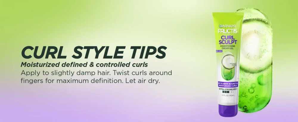 Garnier Fructis Curl Sculpt Conditioning Cream Gel 5.1 fl oz (150 ml) - curl style tips