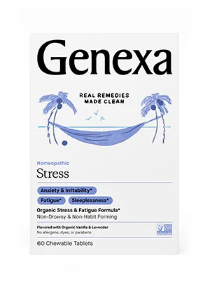 Genexa Stress Relief Organic Stress & Fatigue Formula Vanilla Lavender  60 Chewable Tablets - Genexa Allergy Care