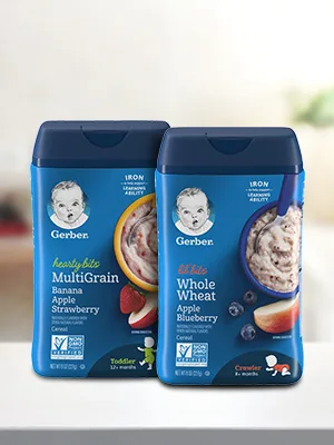 Gerber Lil' Bits Whole Wheat Cereal 8+ Months Apple Blueberry 8 oz (227 g) - Gerber Lil’ Bits & Hearty Bits Cereal nourish with essential vitamins + iron to support development