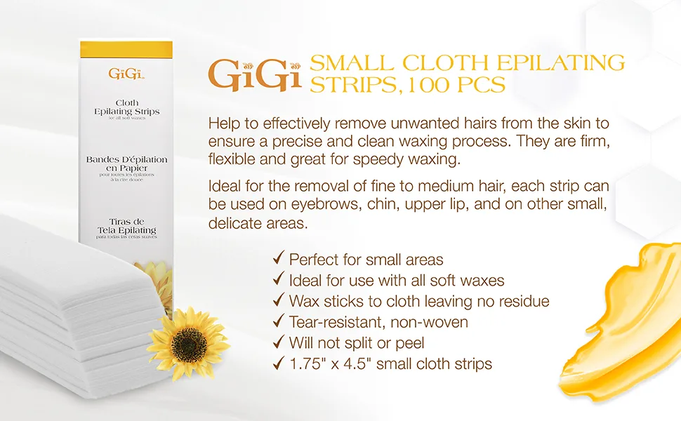 Gigi Spa Cloth Epilating Strips for Soft Waxes Small 100 Strips - GiGi Small Cloth Epilating Strips