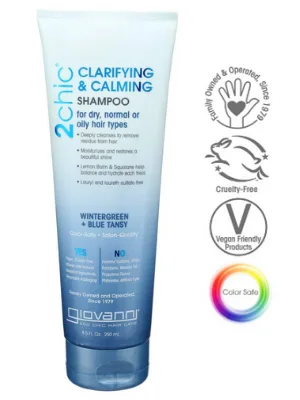 Giovanni 2chic Clarifying & Calming Shampoo Wintergreen + Blue Tansy 8.5 fl oz (250 ml) - Clarifying & Calming Shampoo