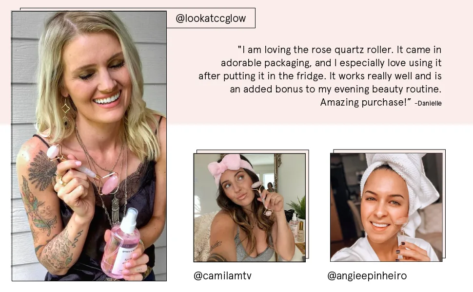 Grace & Stella Rose Quartz Facial Roller 1 Roller - rose roller