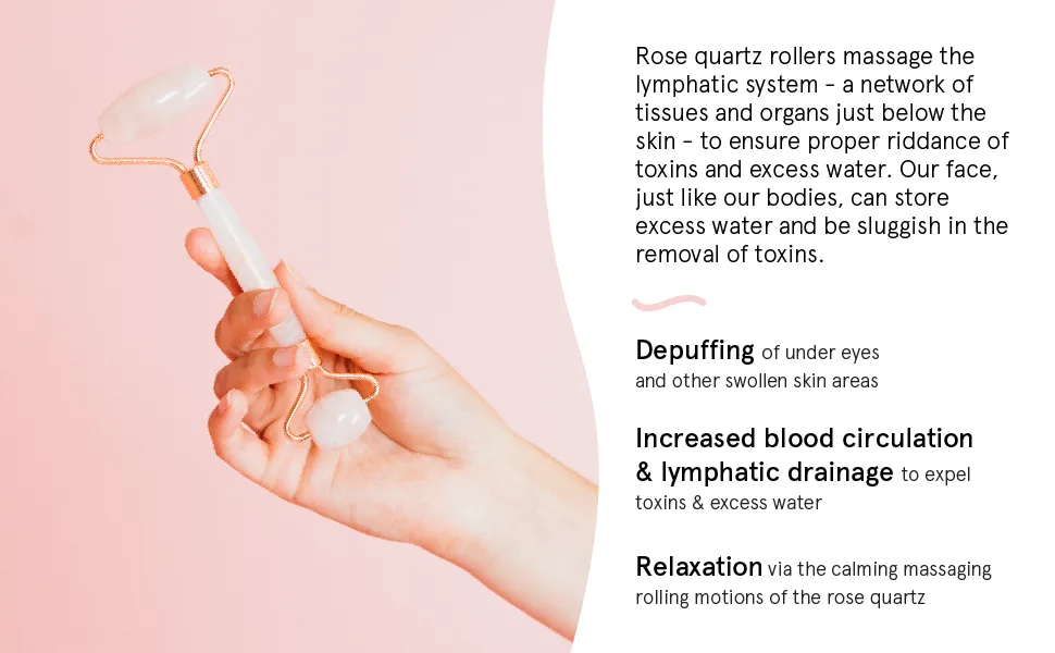 Grace & Stella Rose Quartz Facial Roller 1 Roller - rose roller