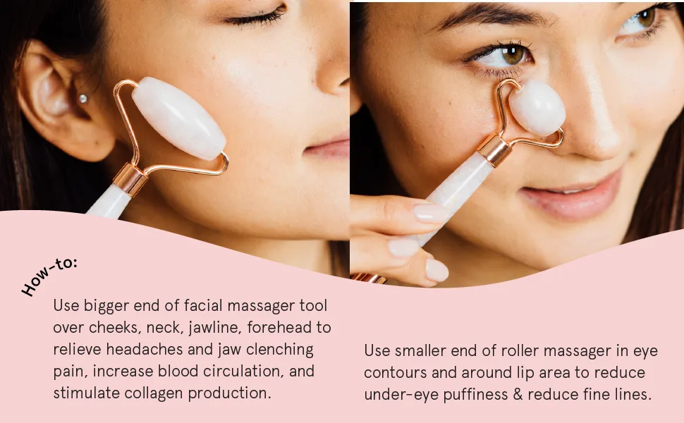 Grace & Stella Rose Quartz Facial Roller 1 Roller - rose roller