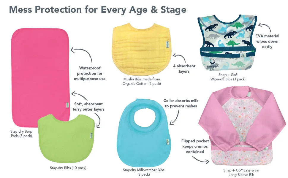Green Sprouts Stay Dry Bibs 3-12 Months White 10 Pack - other green sprouts bib products