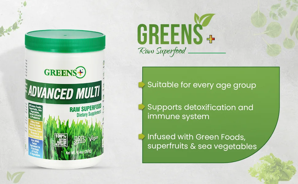 Greens Plus Advanced Multi Raw Superfood Greens Powder 9.4 oz  (276 g) - Advance multi raw superfoodu