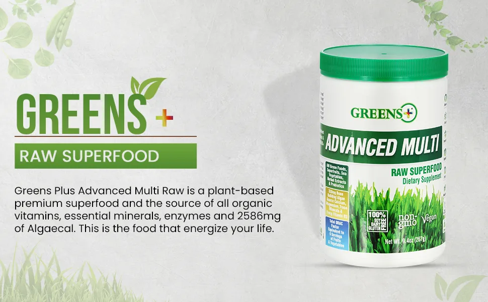 Greens Plus Advanced Multi Raw Superfood Greens Powder 9.4 oz  (276 g) - Greens