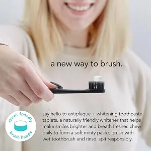 Hello Antiplaque + Whitening Toothpaste Tablets Natural Peppermint 60 Tablets - antiplaque whitening white teeth tooth paste tabs bits bites