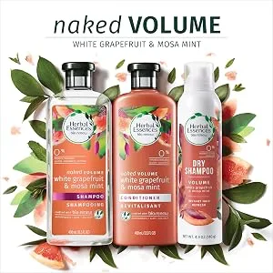 Herbal Essences Naked Volume Shampoo White Grapefruit & Mosa Mint 13.5 fl oz (400 ml) - Herbal essences, shampoo, color-free, paraben-free, gluten-free, volumizing shampoo, silicone-free