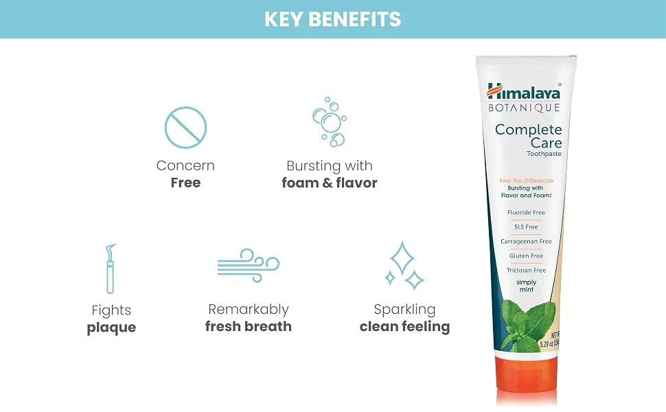 Himalaya Botanique Complete Care Toothpaste Simply Spearmint 5.29 oz (150 g) - benefits mint toothpaste