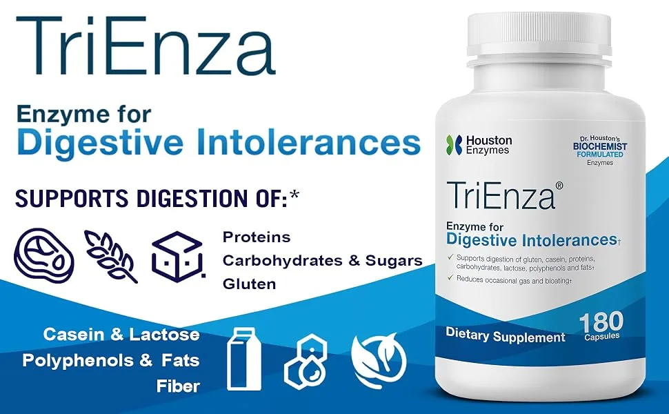 Houston Enzymes TriEnza Enzyme For Digestive Intolerances 180 Capsules - product information 4