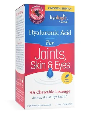 Hyalogic Hyaluronic Acid For Joints Skin & Eyes Mixed Berry Flavor 60 HA Chewable Lozenges - gumys