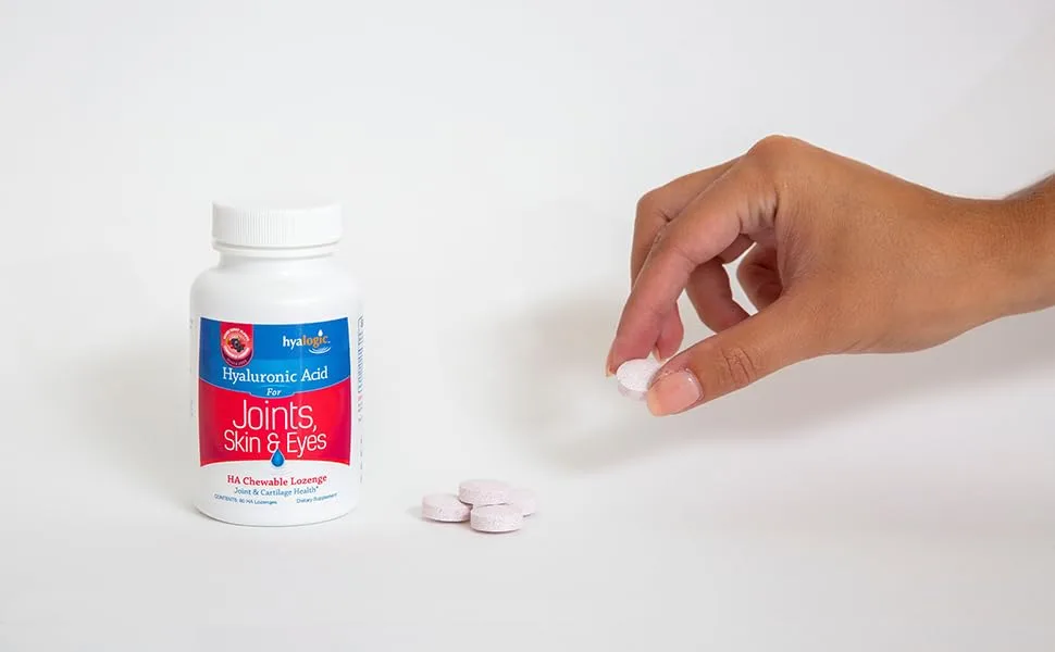 Hyalogic Hyaluronic Acid For Joints Skin & Eyes Mixed Berry Flavor 60 HA Chewable Lozenges - pill