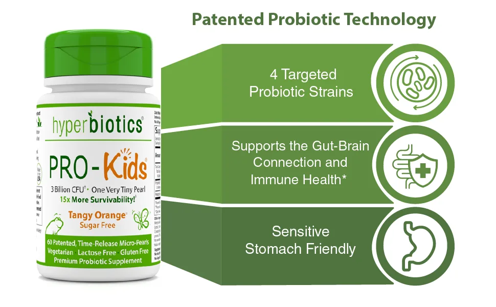 Hyperbiotics PRO-Kids Sugar Free Tangy Orange 60 Micro-Pearls - probiotic