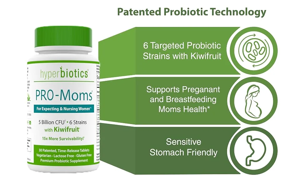 Hyperbiotics PRO-Moms with Kiwifruit 5 Billion CFU 30 Time-Release Tablets - Probiotic
