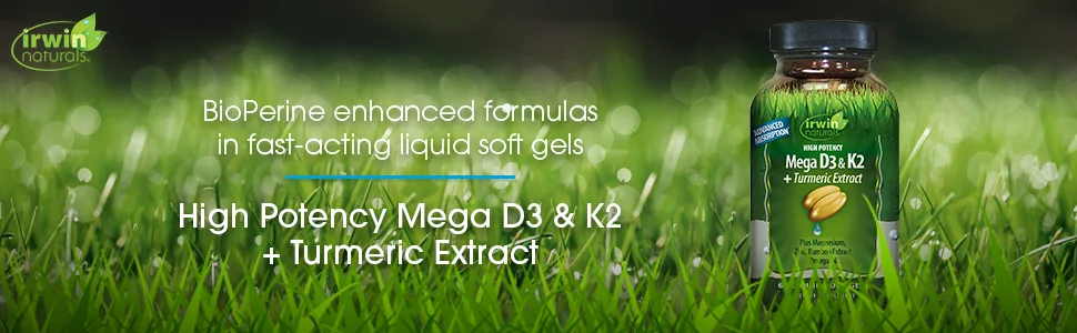 Irwin Naturals High Potency D3 & K2 Complex 60 Liquid Soft-Gels - mega k2 d3 vitamin complex high potency turmeric extract mood bones immune support