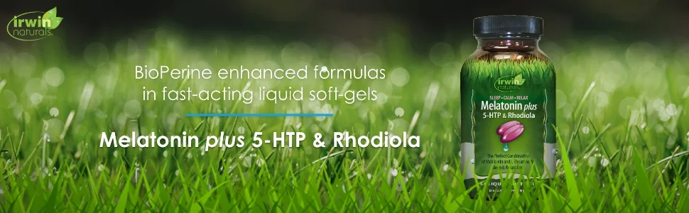 Irwin Naturals Melatonin Plus 5-HTP & Rhodiola 54 Liquid Soft-Gels - BioPerine enhanced formulas in fast-acting liquid soft-gels - Melatonin plus 5-HTP & Rhodiola