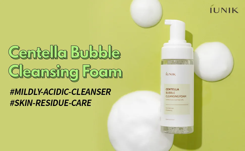 iUNIK Centella Bubble Cleansing Foam 5.07 fl oz (150 ml) - iunik centella bubble cleansing foam