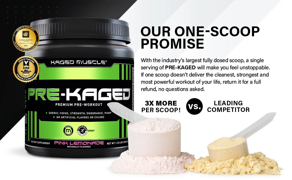 Kaged Muscle PRE-KAGED Pre-Workout Primer Pink Lemonade  1.30 lb (588 g) - preworkout pre workout pre-workout powder muscle pump strength energy stamina endurance