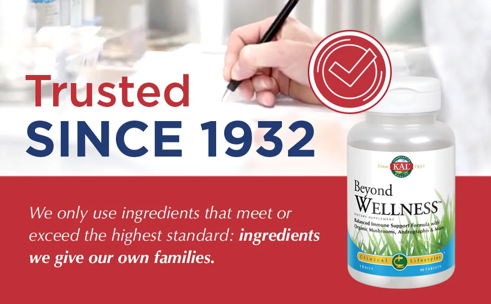KAL Beyond Wellness 90 Tablets - KAL Beyond Wellness Balanced Immune Support with Vitamin C Zinc Echinacea 90 Tablets