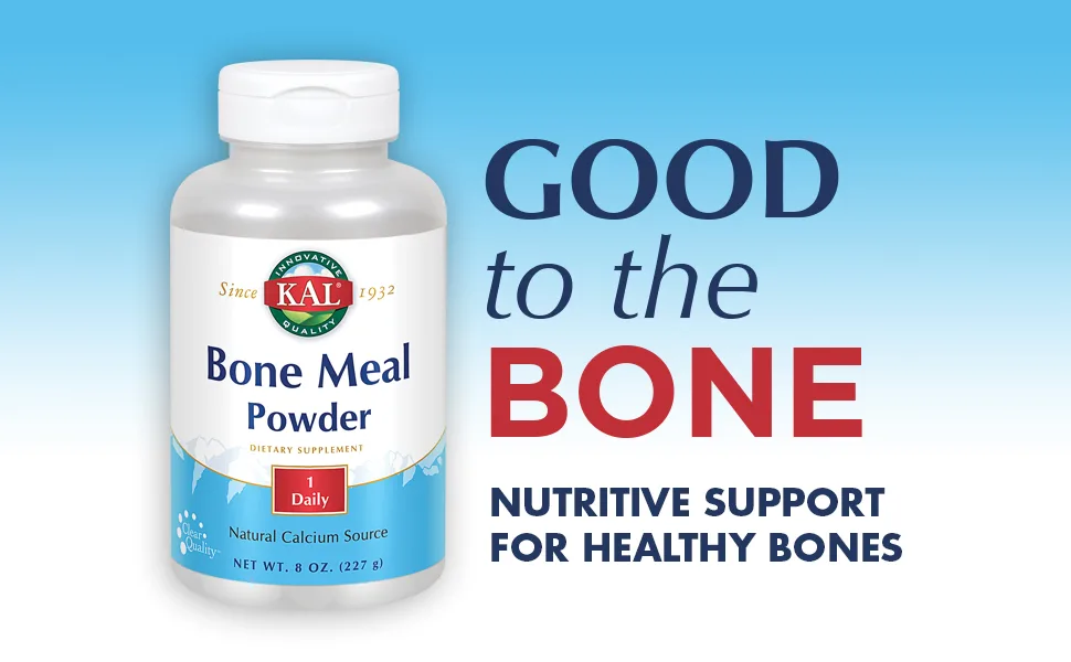 KAL Bone Meal Powder 8 oz (227 g) - KAL Bone Meal Powder Sterilized & Edible Supplement For Bones, Teeth, Nerves, Muscular Function 8 oz