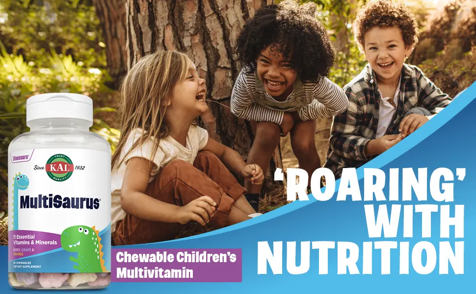 KAL Dinosaurs MultiSaurus Vitamins & Minerals Berry Grape & Orange 90 Chewables - KAL Kid
