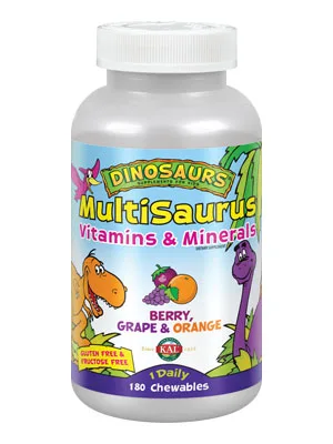 KAL MultiSaurus Vitamins and Minerals Berry Grape & Orange 180 Chewables - KAL Kid