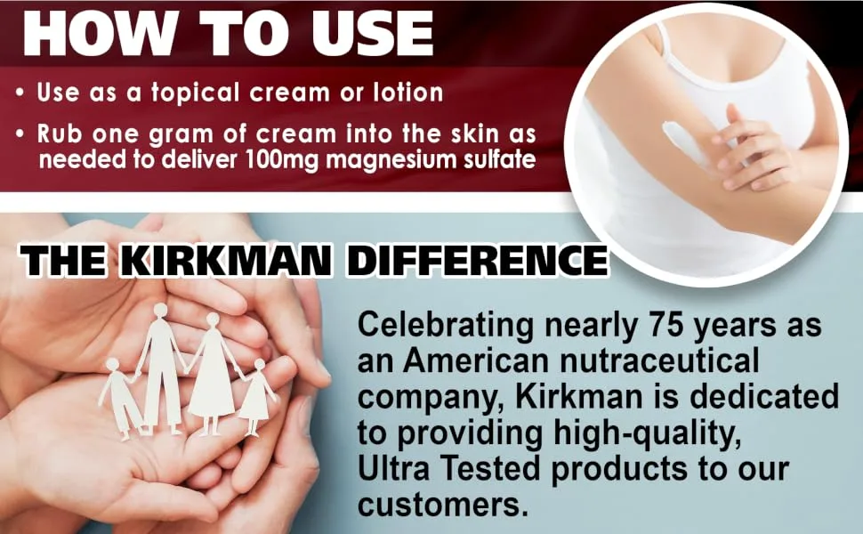 Kirkman Labs Epsom Salt Cream 4 oz (113 gm) - product information 4