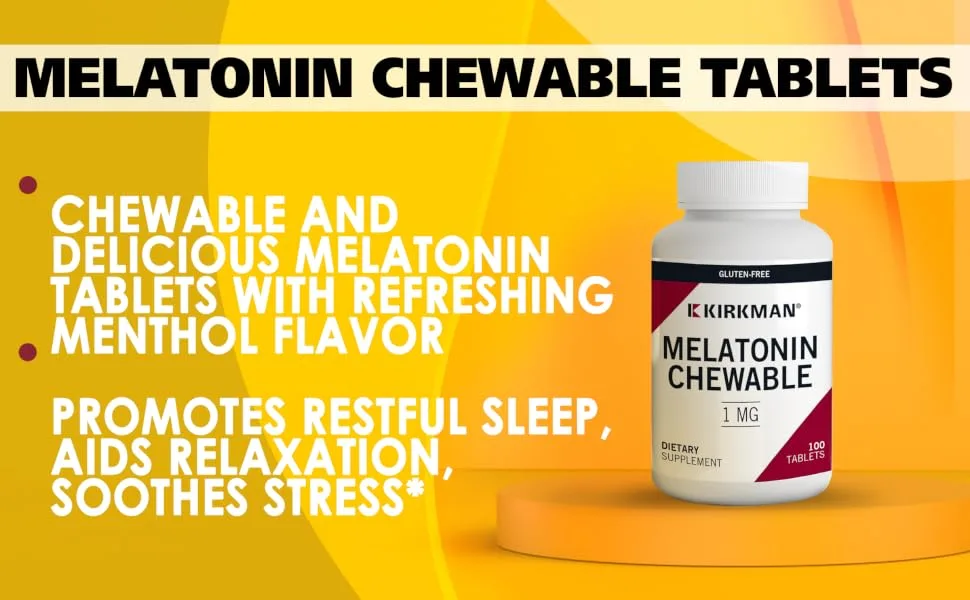 Kirkman Labs Melatonin Chewable Tablets 1 mg 100 Tablets - Melatonin Chewable Tablets