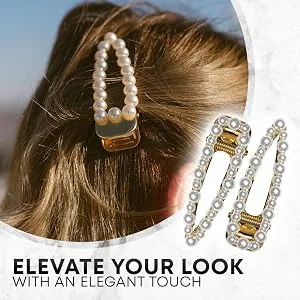Kitsch Rhinestone Snap Clips Hematite 2 Pieces - Stay on Trend with Pearls