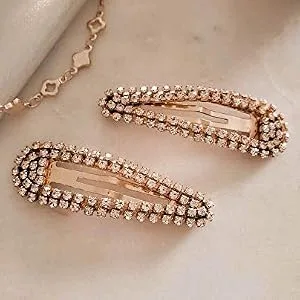 Kitsch Rhinestone Snap Clips Rose Gold 2 Pieces - Rhinestone Snap Clips