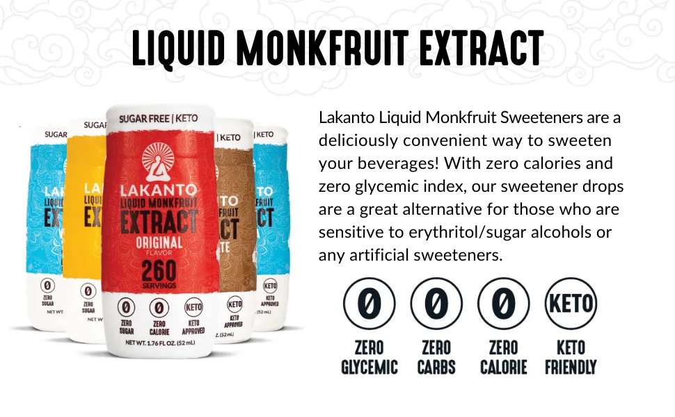 Lakanto Liquid Monkfruit Extract Drops 1.85 oz (52 g) - liquid extract, sweet drops, monkfruit