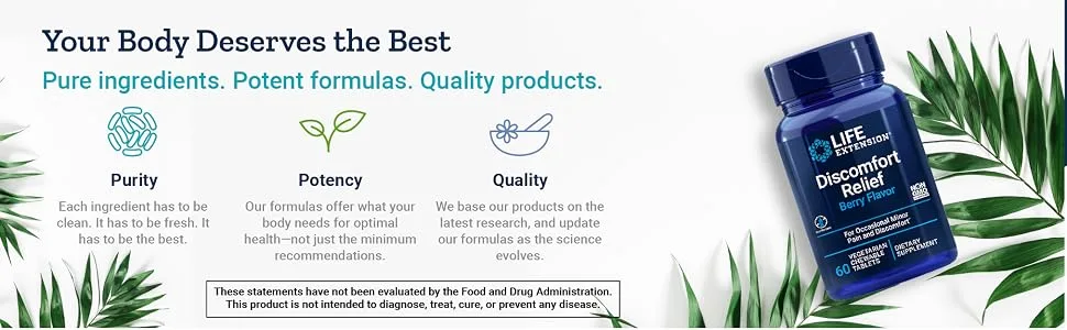 Life Extension PEA Discomfort Relief 60 Chewable Tablets - life extension