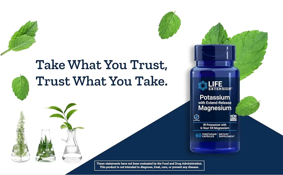 Life Extension Potassium with Extend-Release Magnesium 60 Vegetarian Capsules - life extension