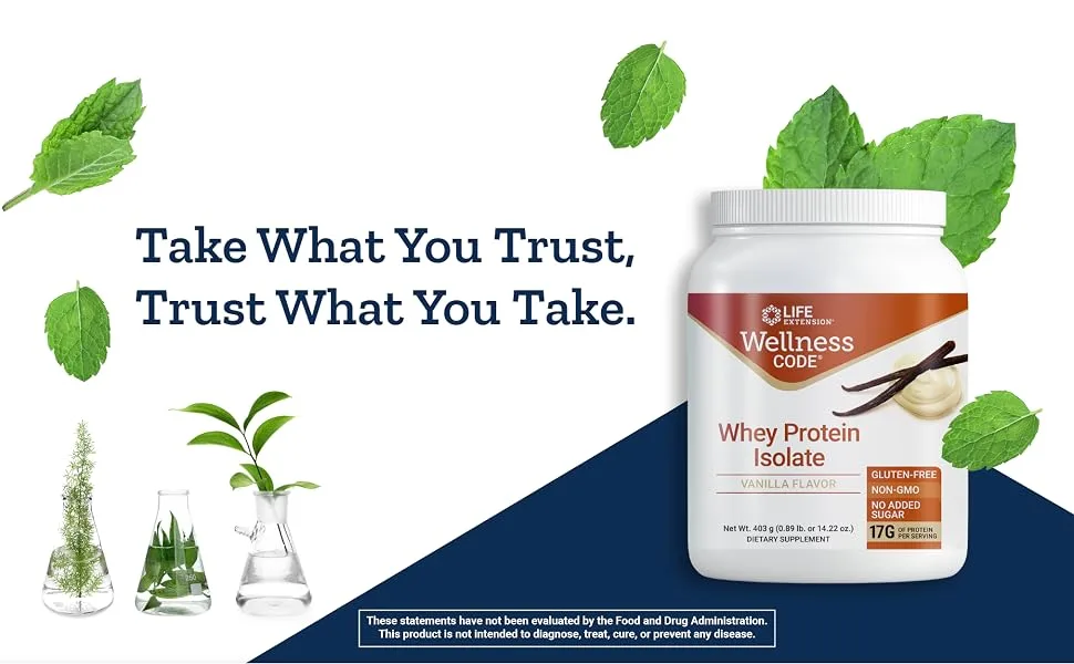 Life Extension Wellness Code Whey Protein Isolate Vanilla 0.89 lb (403 g) - life extension