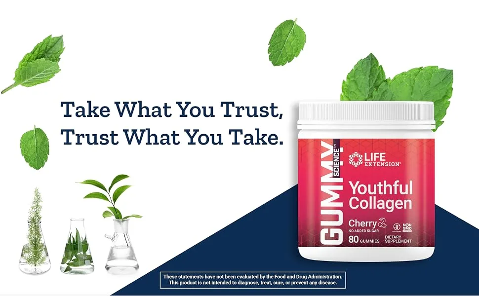 Life Extension Youthful Collagen Cherry 80 Gummies - life extension