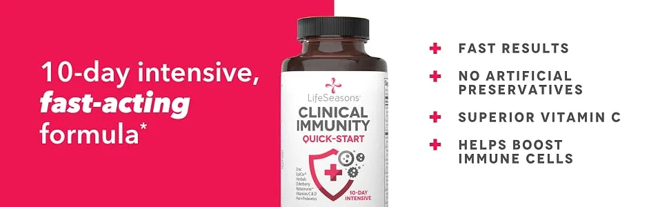 LifeSeasons Clinical Immunity Quick-Start 60 Veg Capsules - fast acting formula
