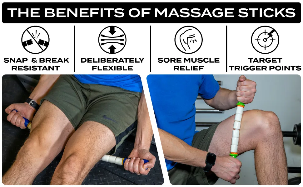 Massage Stick 24" Handheld Spindle Massage Roller - Full Body Muscle Recovery & Myofascial Release (Large - 24" Massage Stick) - Massage Roller, The Stick, Stick Roller, Rolling Stick, Tiger Tail, Massage Tool, Muscle Roller
